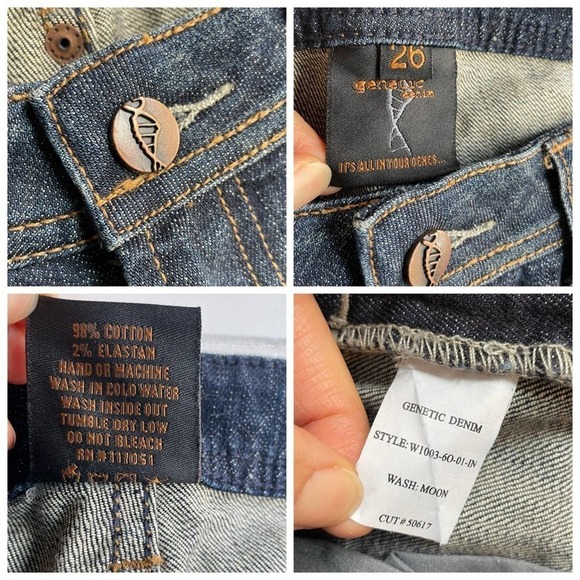 Genetic Denim Distressed Cropped Jeans Dark Blue Moon Size 26 Skinny Low Rise - Picture 4 of 10